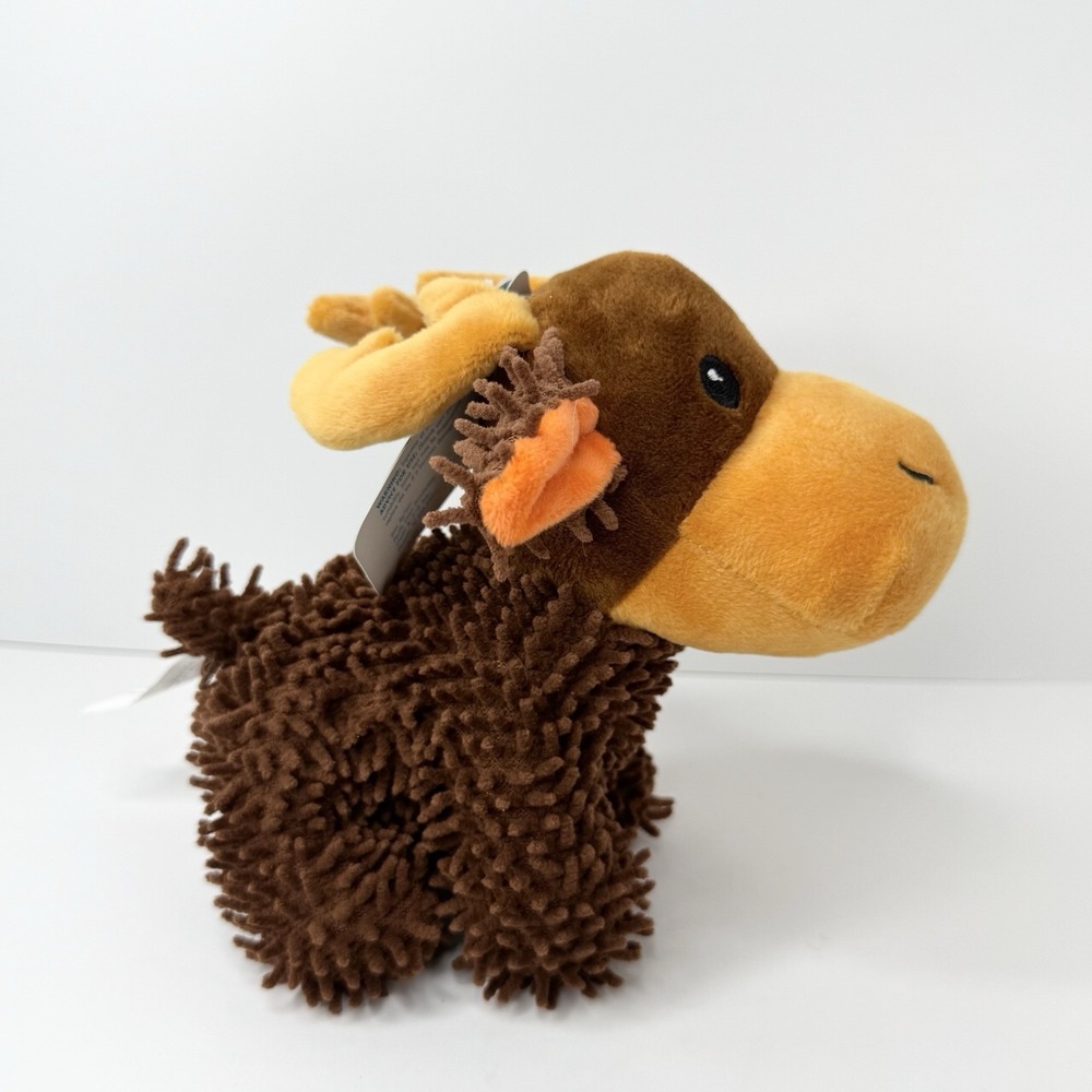 PetSmart Fall Noodle Plush Moose Dog Toy Squeaker Shaggy Brown